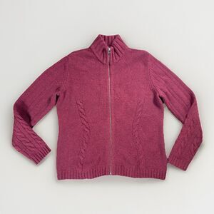 Vtg Y2K Eddie Baurer 100% Lambs Wool Zip Up Collared Cardigan Women’s M